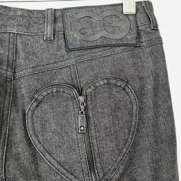 Escada Size US 8 | DE 38 Straight Leg Jeans Heart Zipper Pocket Black - Picture 9 of 11